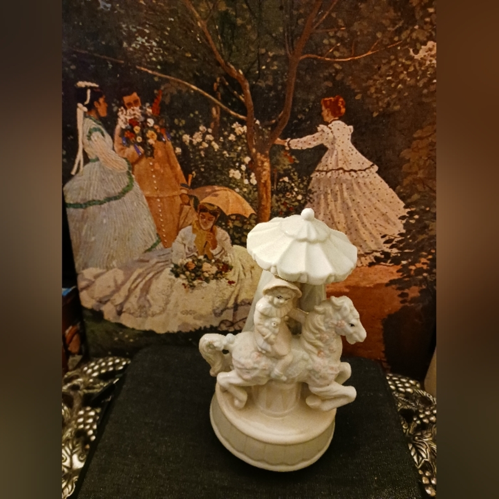 Ashbury Porcelain Carousel Musical Horse Music Box q895 Vintage 90s Tested Works